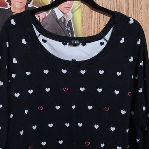 Black long sleeve heart sweater
